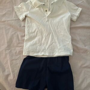 H&M White Polo and Navy Shorts Set